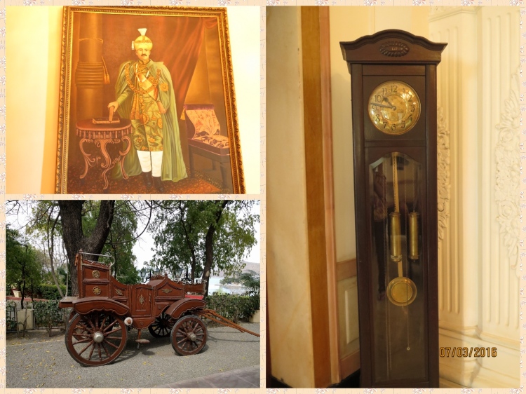 Maharaja's Painting, an antique clock and a Royal Carriage